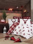 L'essentiel linge de maison Geyik - Juego de funda de edredón doble Rojo clarete y Blanco